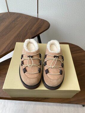 Brunello Cucinelli Cozy Lined Slip-On Shoes in Beige